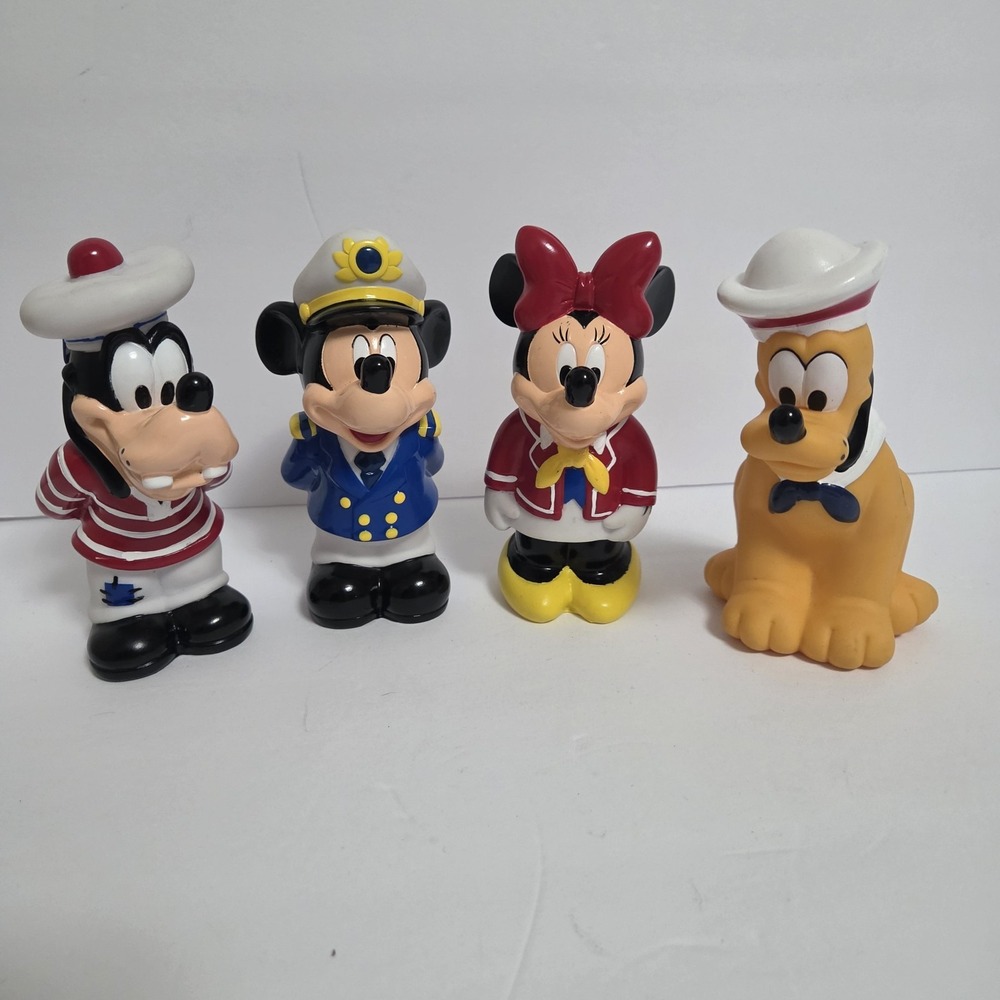 Disney Cruise Line Rubber Character Figures Mickey Minnie Goofy Pluto Sailors